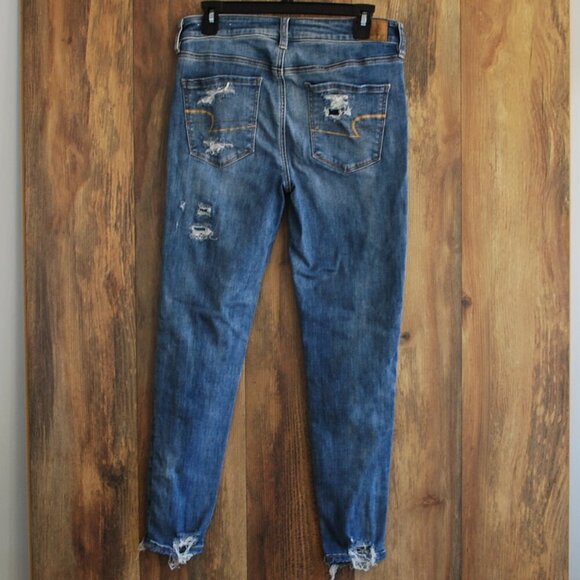 American Eagle Next Level Stretch Hi Rise Jegging Destroyed 8 Short     -mw10a - Picture 6 of 8